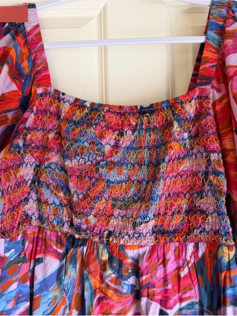 Farm Rio Smocked Square-Neck Banana Floral Midi Dress - Picture 6 of 10